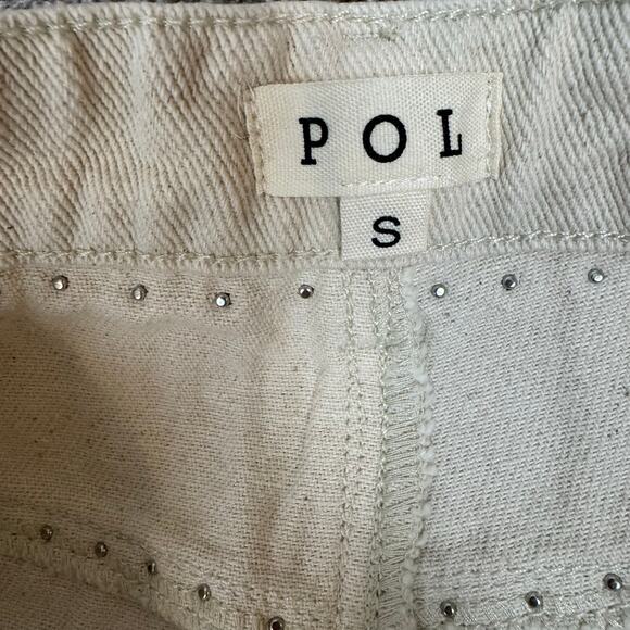 POL NWOT Women's Size Small 27 Loose Fit Oatmilk Cutout Studded Jeans Boho - Picture 8 of 12